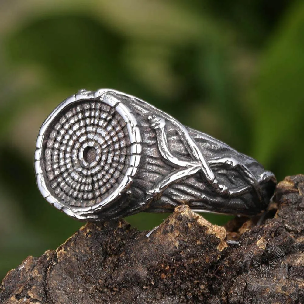 Vintage Textured Tree Stump Stainless Steel Ring sold by GTHIC product image thumbnail 4