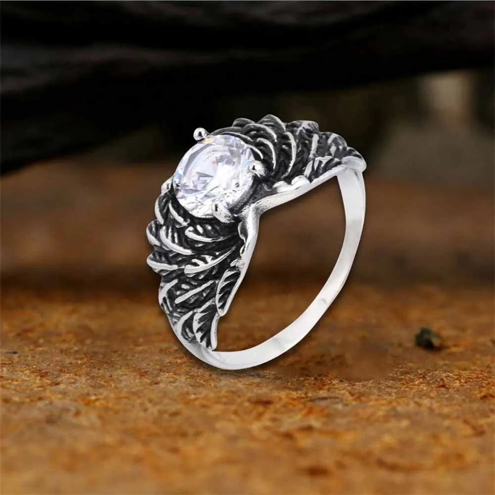 Vintage Gem-Set Wing Design Stainless Steel Ring sold by GTHIC product image thumbnail 3