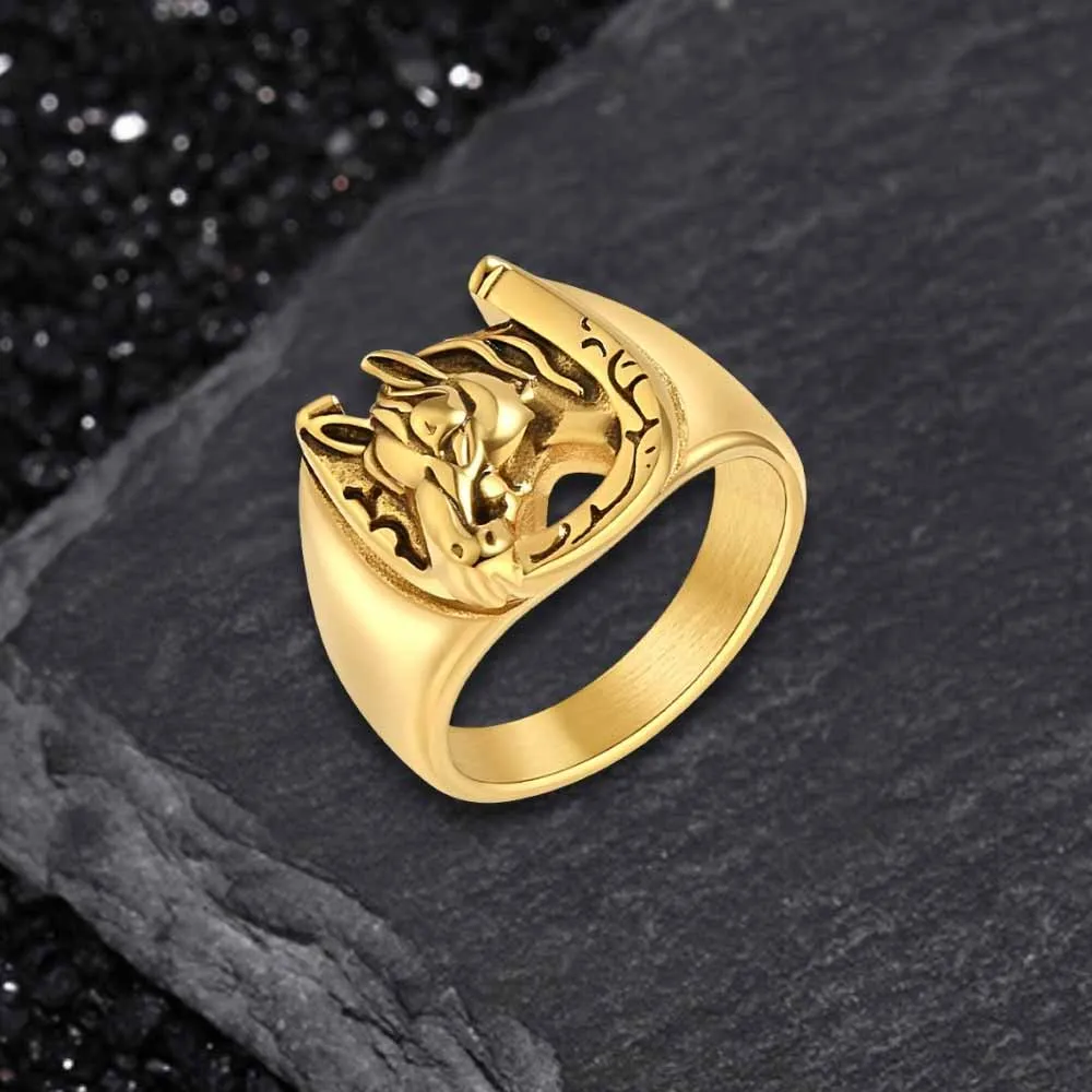 Vintage Horseshoe Horse Head Stainless Steel Ring sold by GTHIC product image thumbnail 4