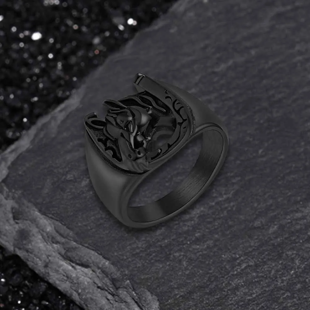 Vintage Horseshoe Horse Head Stainless Steel Ring sold by GTHIC product image thumbnail 5