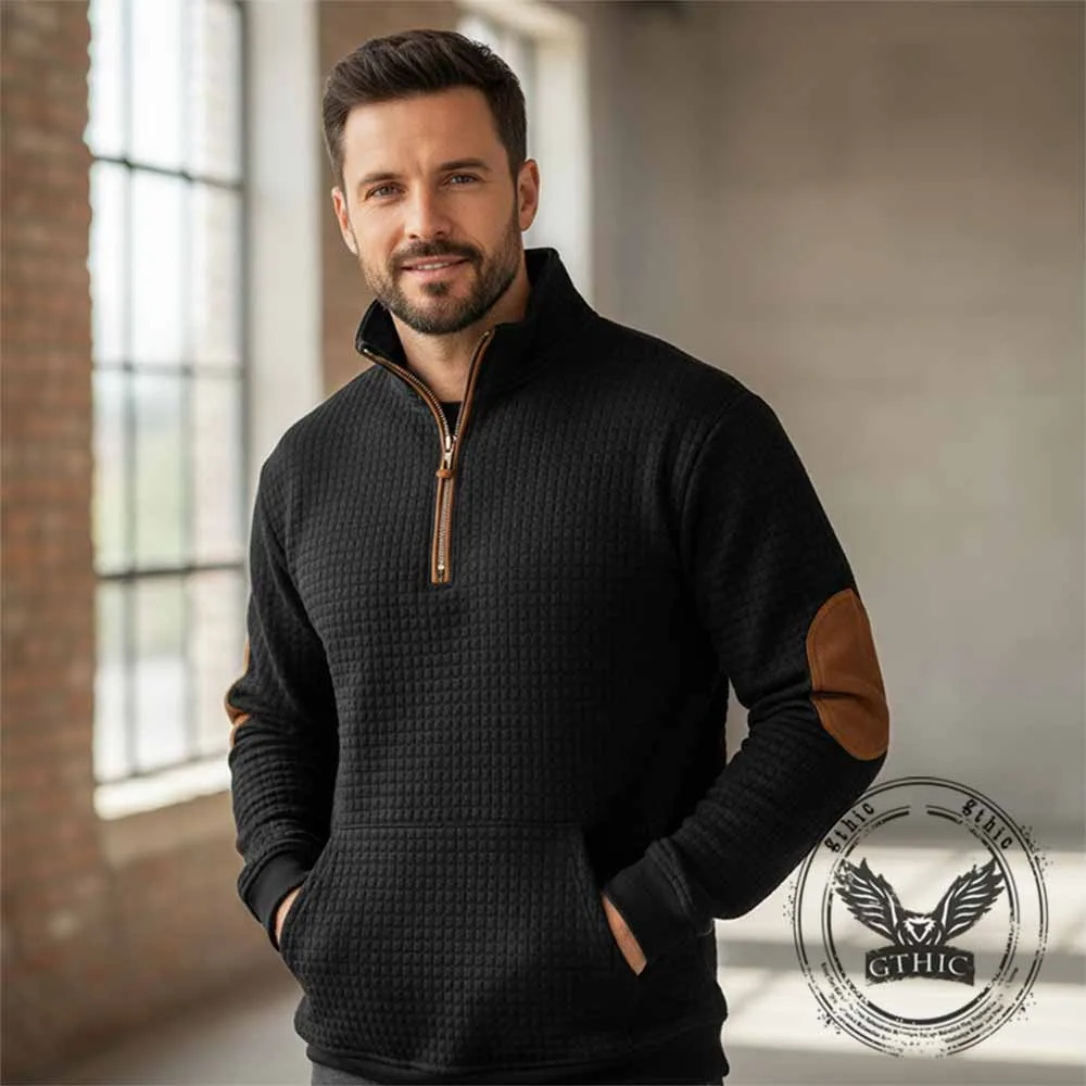 Fashionable Plaid Half-Zip Jacquard Sweatshirt sold by GTHIC product image thumbnail 2