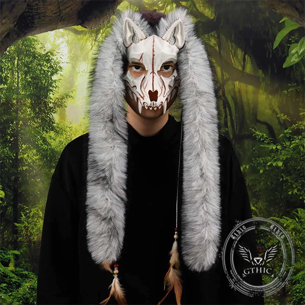 Viking Fox Long Ear Plush Cosplay Animal Mask sold by GTHIC