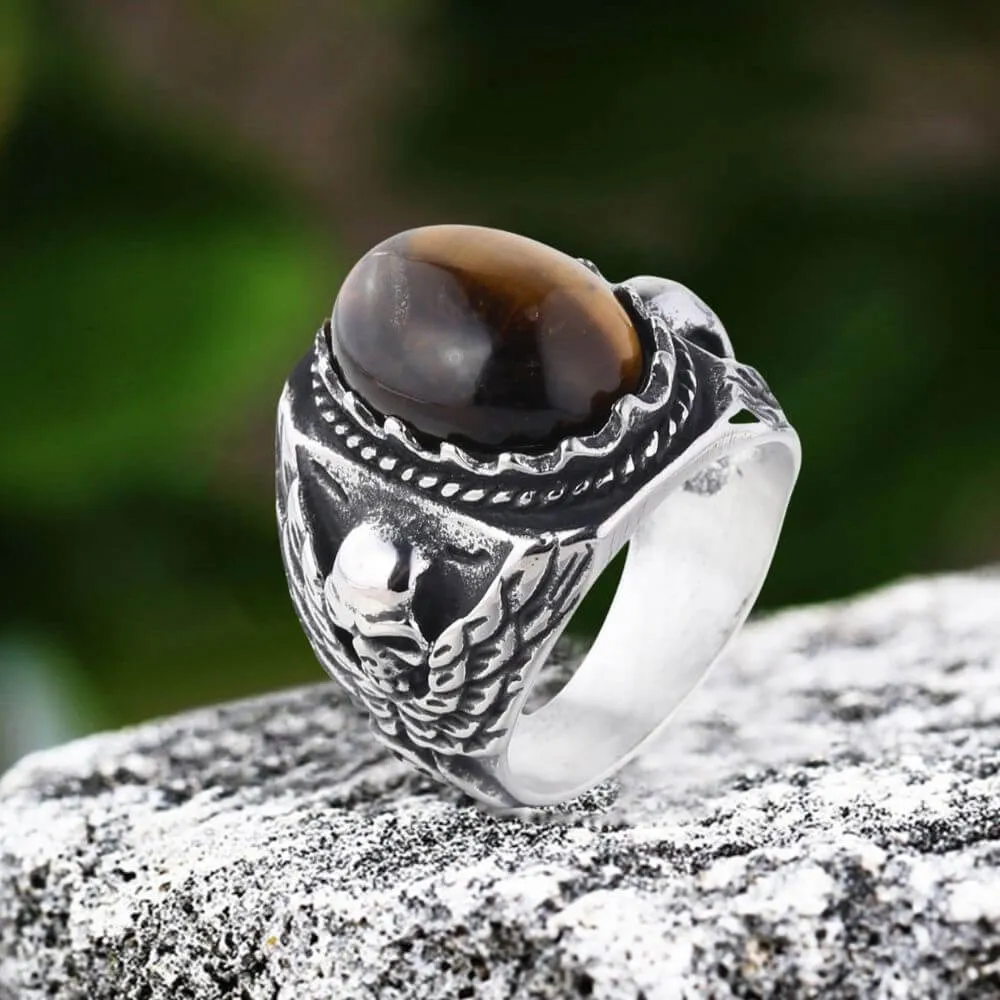 Personalized Vintage Turquoise Stainless Steel Skull Ring sold by GTHIC product image thumbnail 4