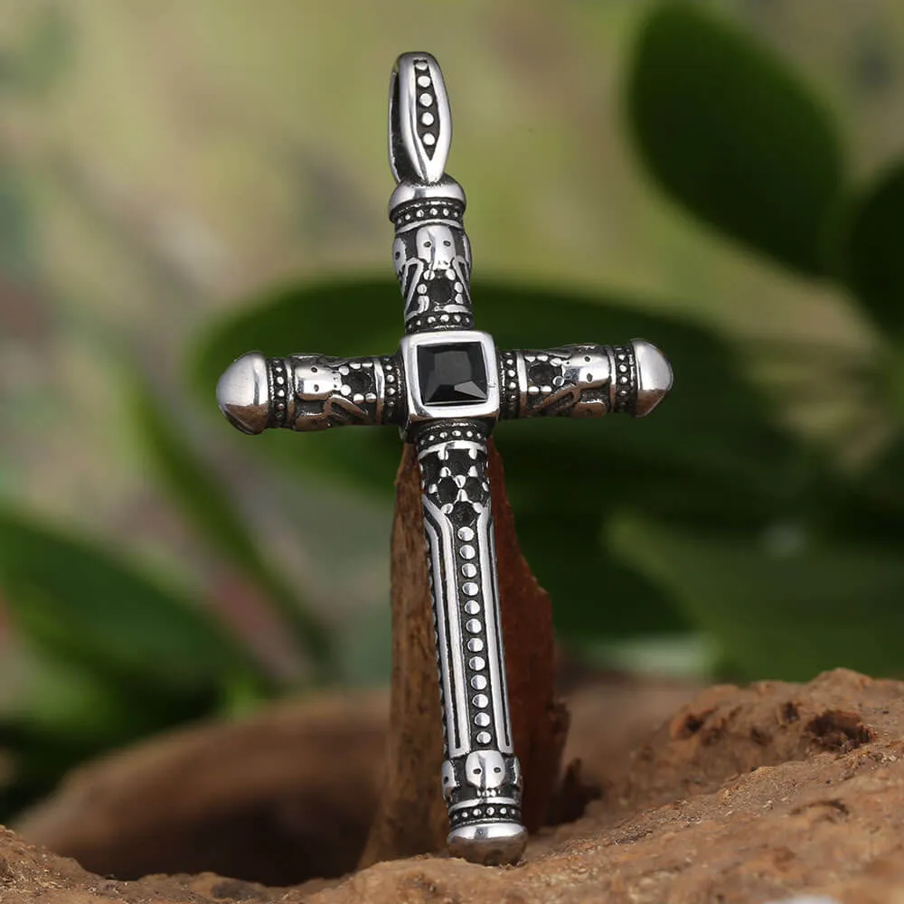 Vintage Gemstone Cross Skull Stainless Steel Pendant sold by GTHIC product image thumbnail 5