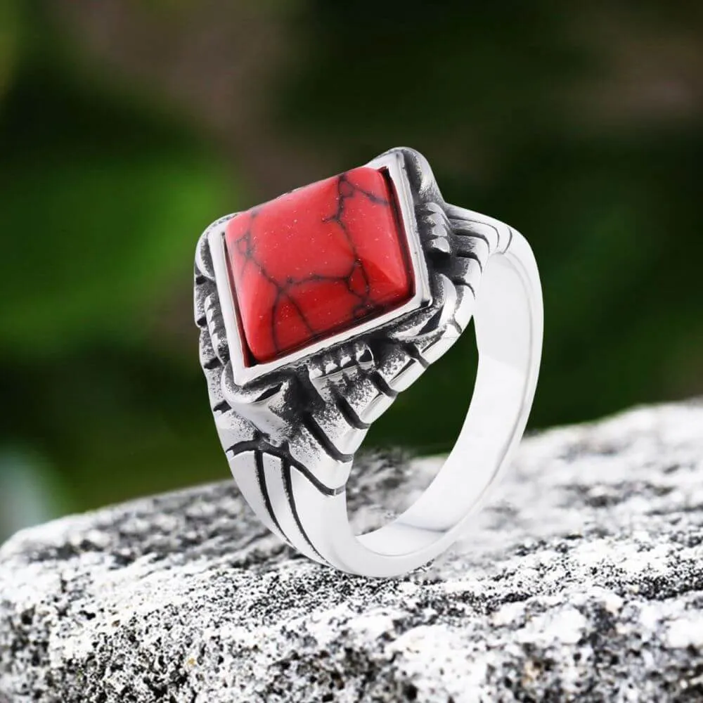 Vintage Square Gemstone Stainless Steel Versatile Ring sold by GTHIC product image thumbnail 5
