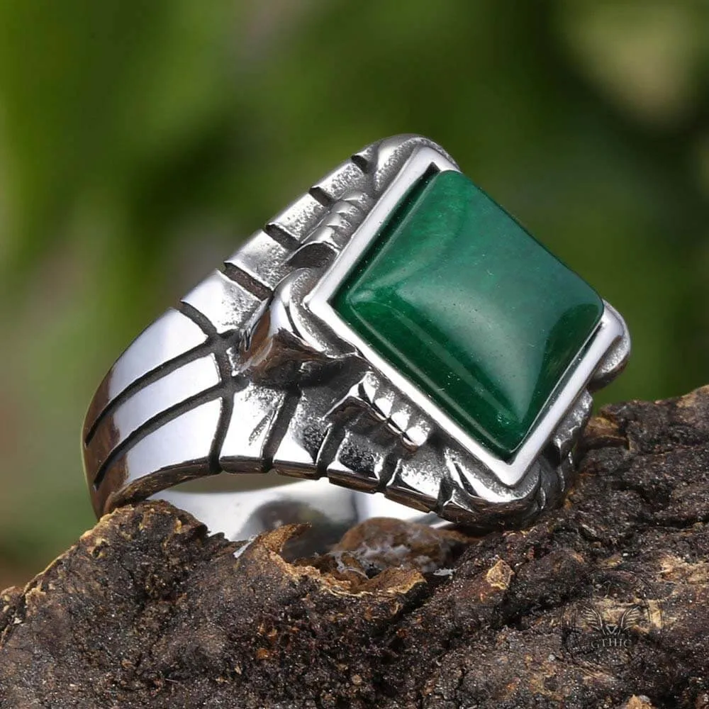 Vintage Square Gemstone Stainless Steel Versatile Ring sold by GTHIC product image thumbnail 3
