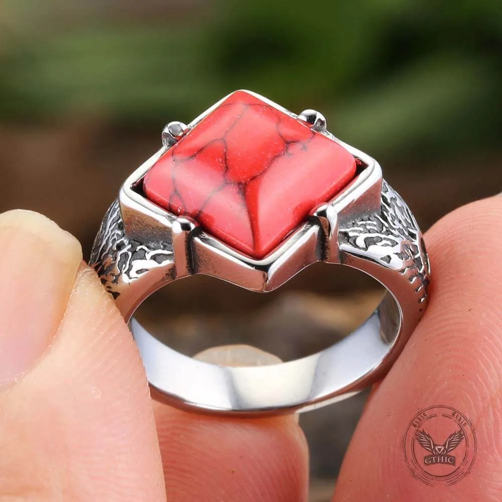 Vintage Square Gemstone Stainless Steel Versatile Ring sold by GTHIC product image thumbnail 2