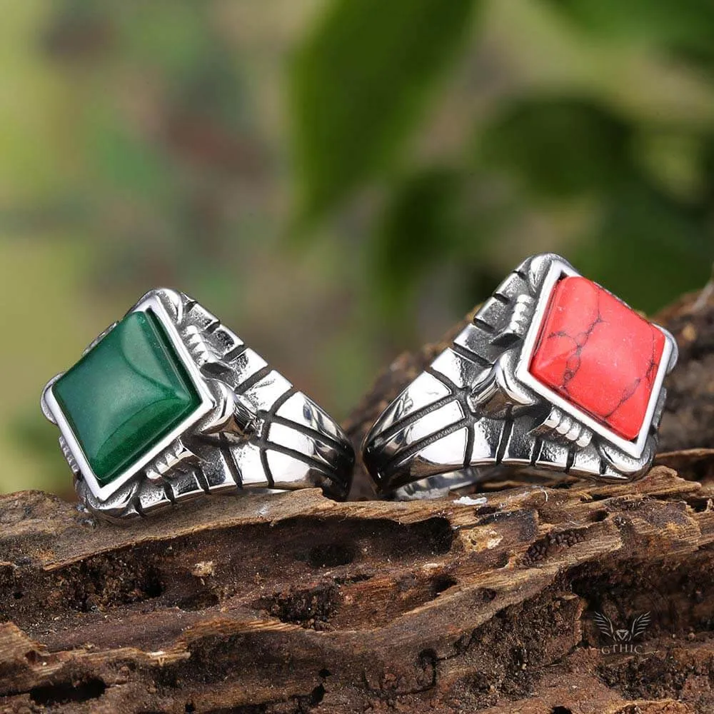 Vintage Square Gemstone Stainless Steel Versatile Ring sold by GTHIC