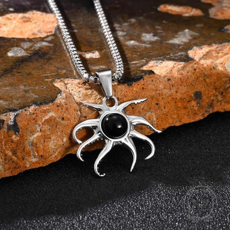 Fashion Black Gem Octopus Stainless Steel Marine Pendant sold by GTHIC