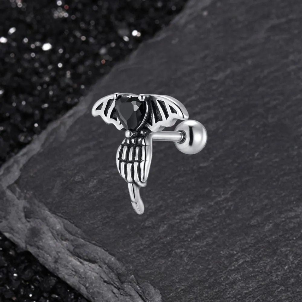 Punk Claw Black Zircon Wing Stainless Steel Screw Earrings sold by GTHIC product image thumbnail 5