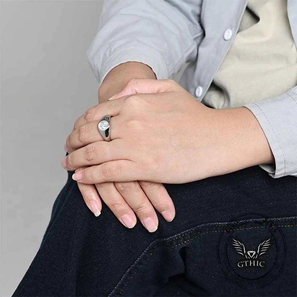 Simple Round Cross Pattern Stainless Steel Ring sold by GTHIC product image thumbnail 2