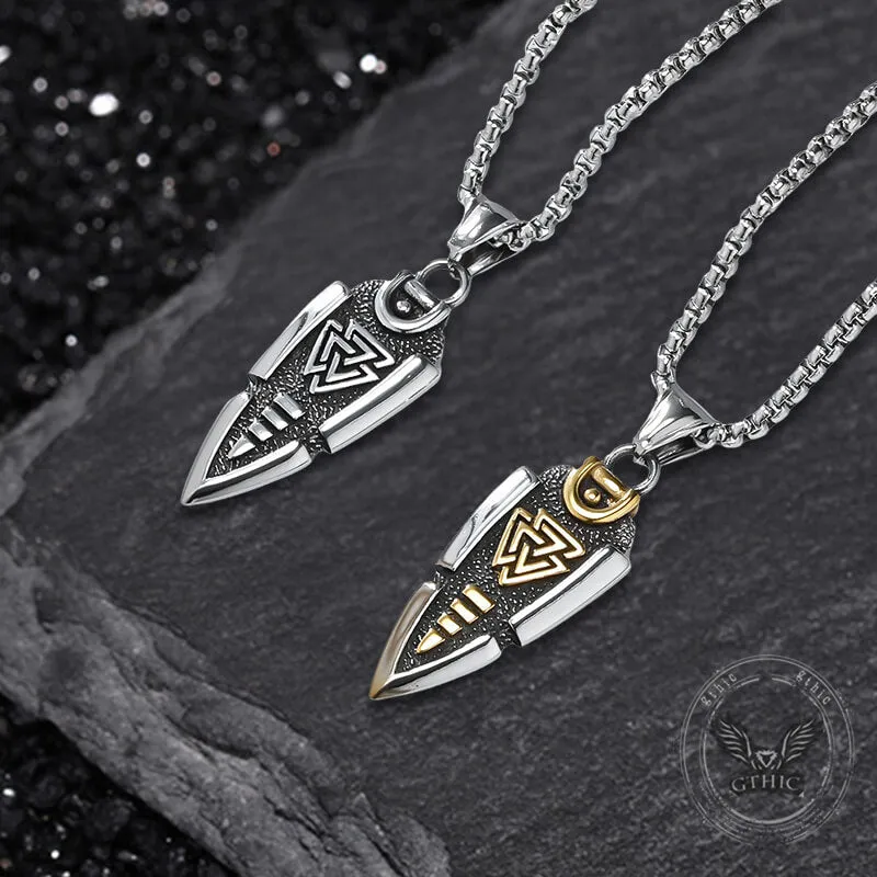 Nordic Valknut Spear of Odin Stainless Steel Necklace sold by GTHIC