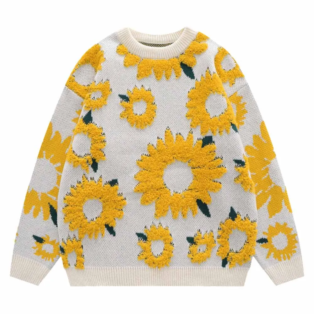 Fashion Chrysanthemum Pattern Knitted Sweater sold by GTHIC