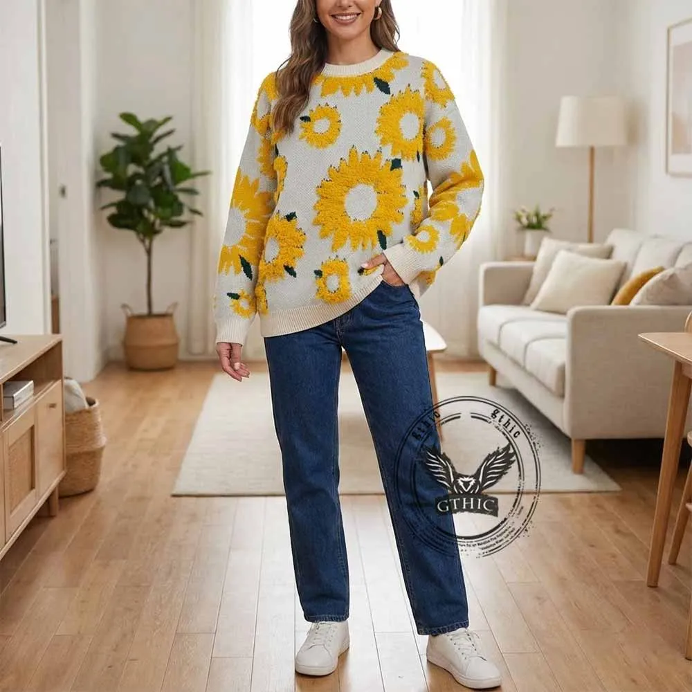 Fashion Chrysanthemum Pattern Knitted Sweater sold by GTHIC product image thumbnail 3