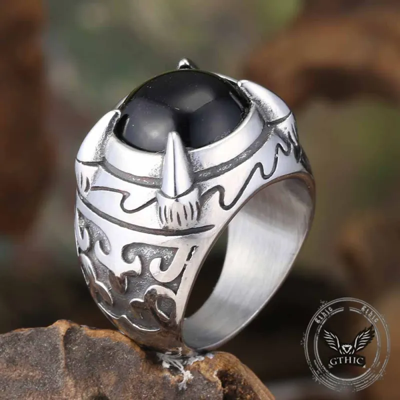 Punk Style Dragon Claw Stone Stainless Steel Ring sold by GTHIC