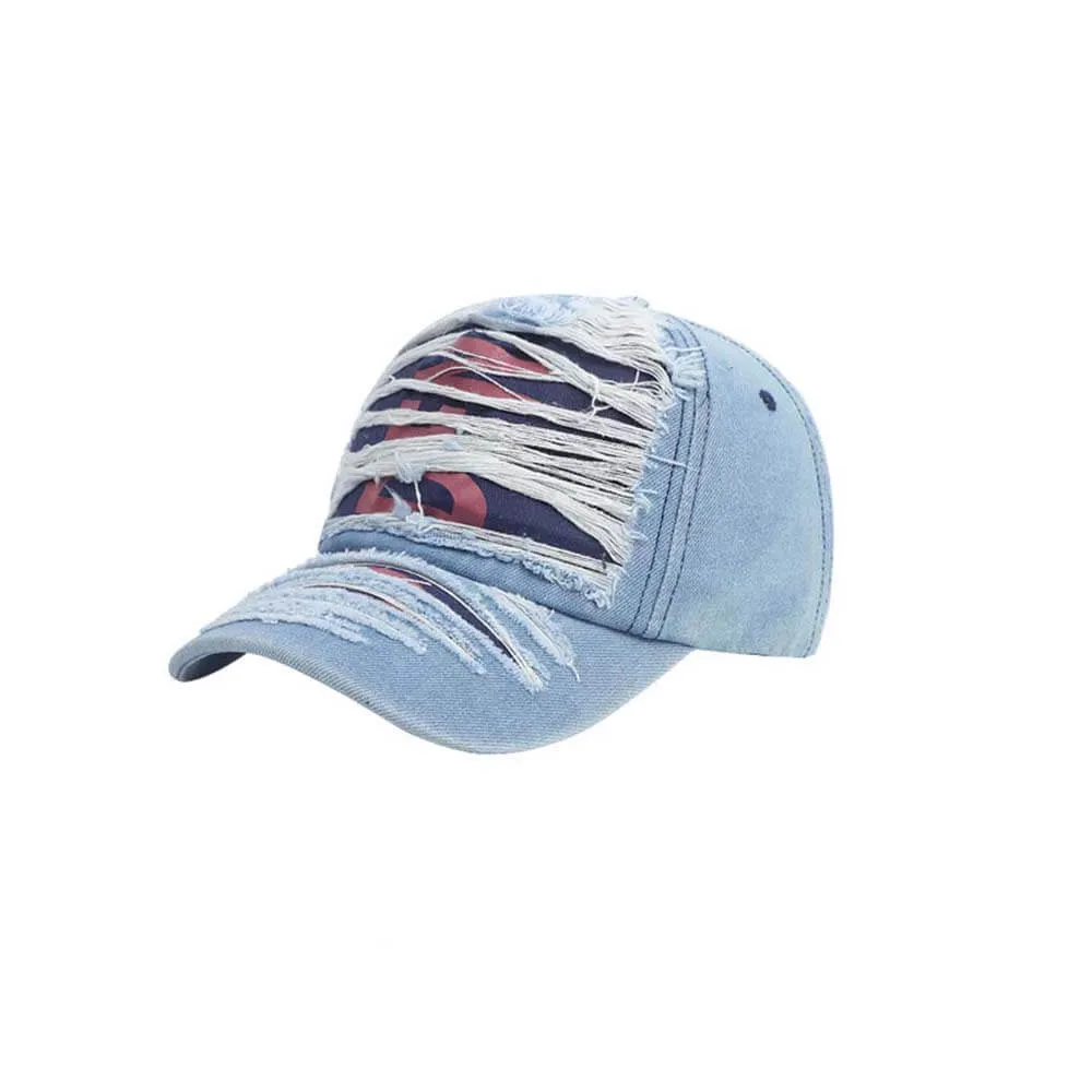 Stylish Ripped Letter Distressed Denim Baseball Cap sold by GTHIC product image thumbnail 4