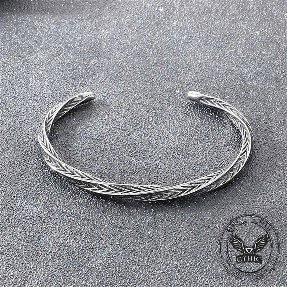 Viking Rune Möbius Twisted Stainless Steel Open Bracelet sold by GTHIC product image thumbnail 5