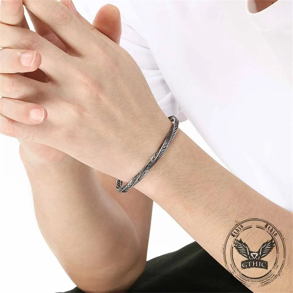 Viking Rune Möbius Twisted Stainless Steel Open Bracelet sold by GTHIC product image thumbnail 3