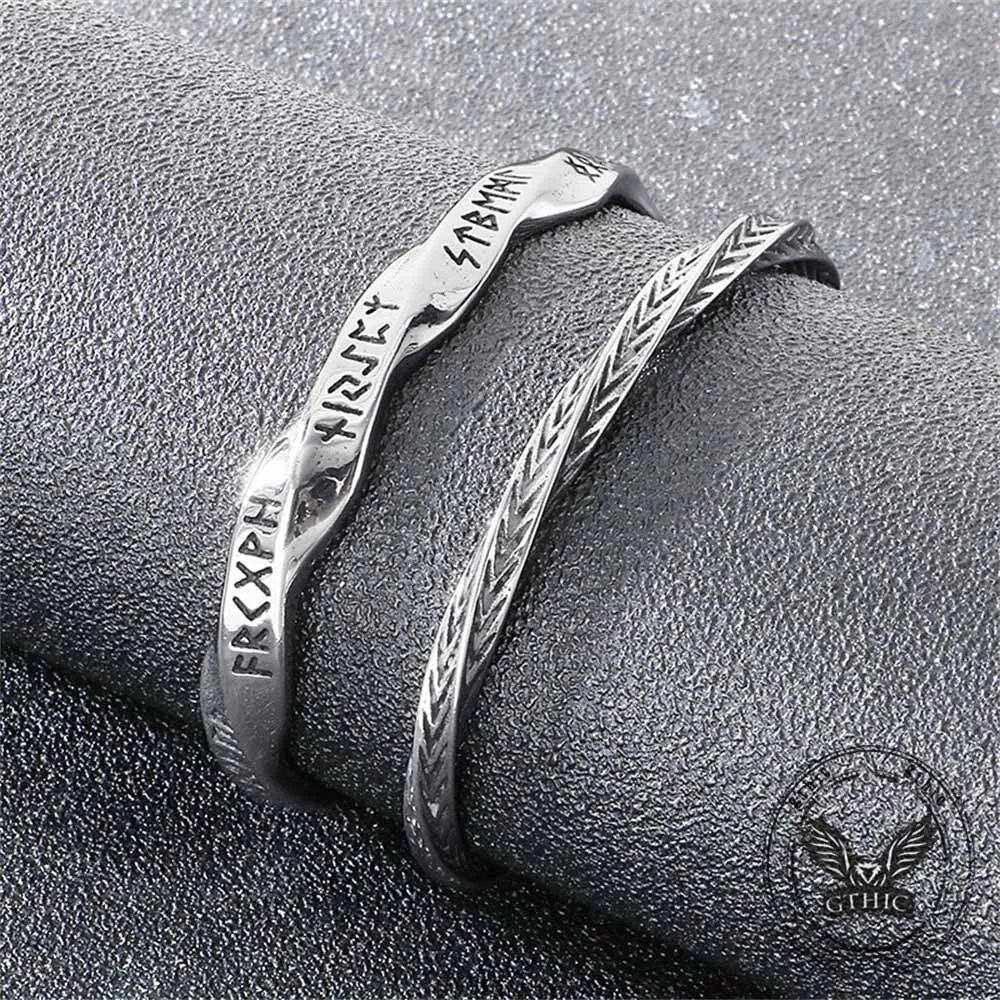 Viking Rune Möbius Twisted Stainless Steel Open Bracelet sold by GTHIC product image thumbnail 4