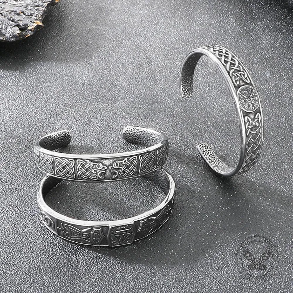 Viking Celtic Knot Wolf Head Stainless Steel Open Bracelet sold by GTHIC product image thumbnail 5