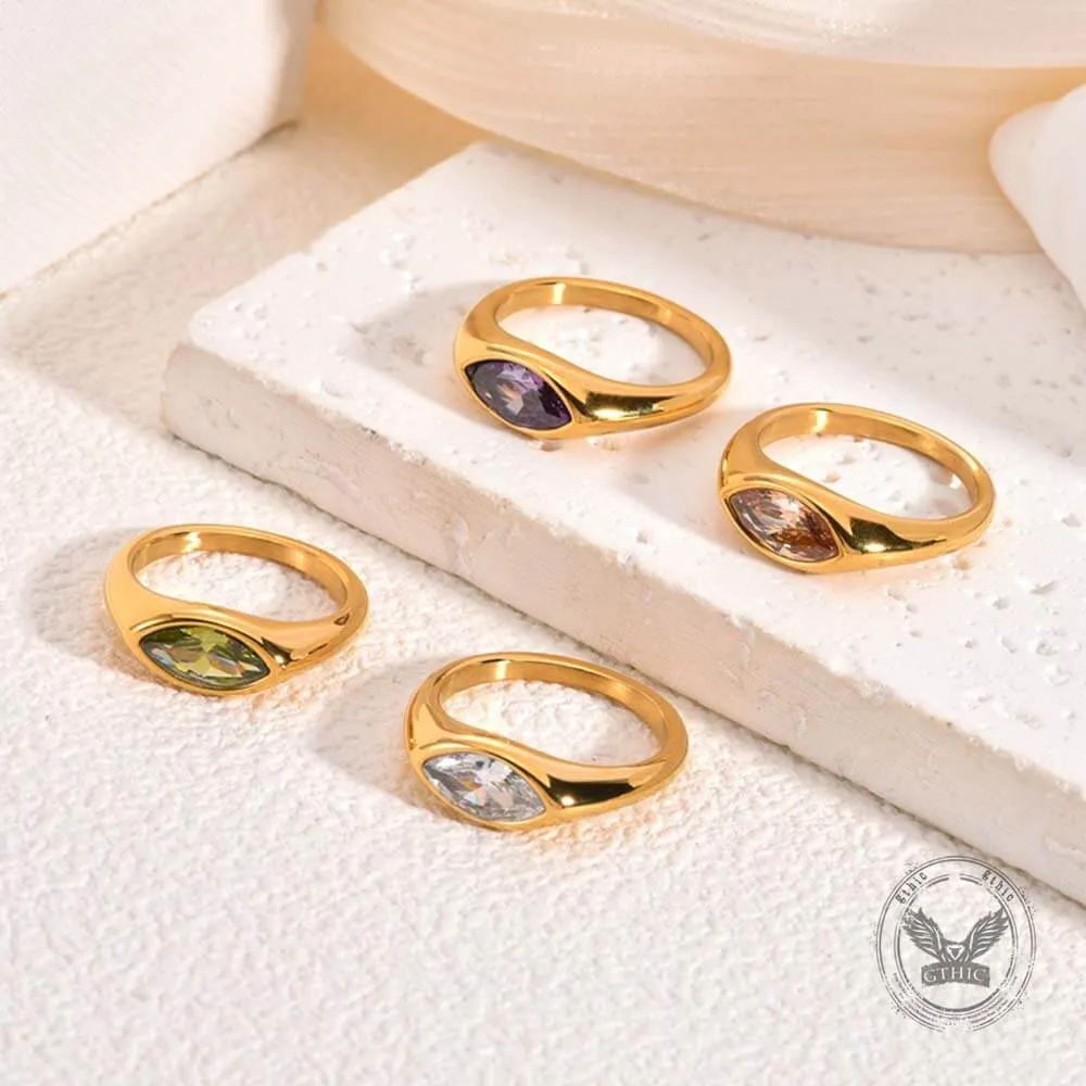 Simple Horse Eye Gemstone Stainless Steel Ring sold by GTHIC