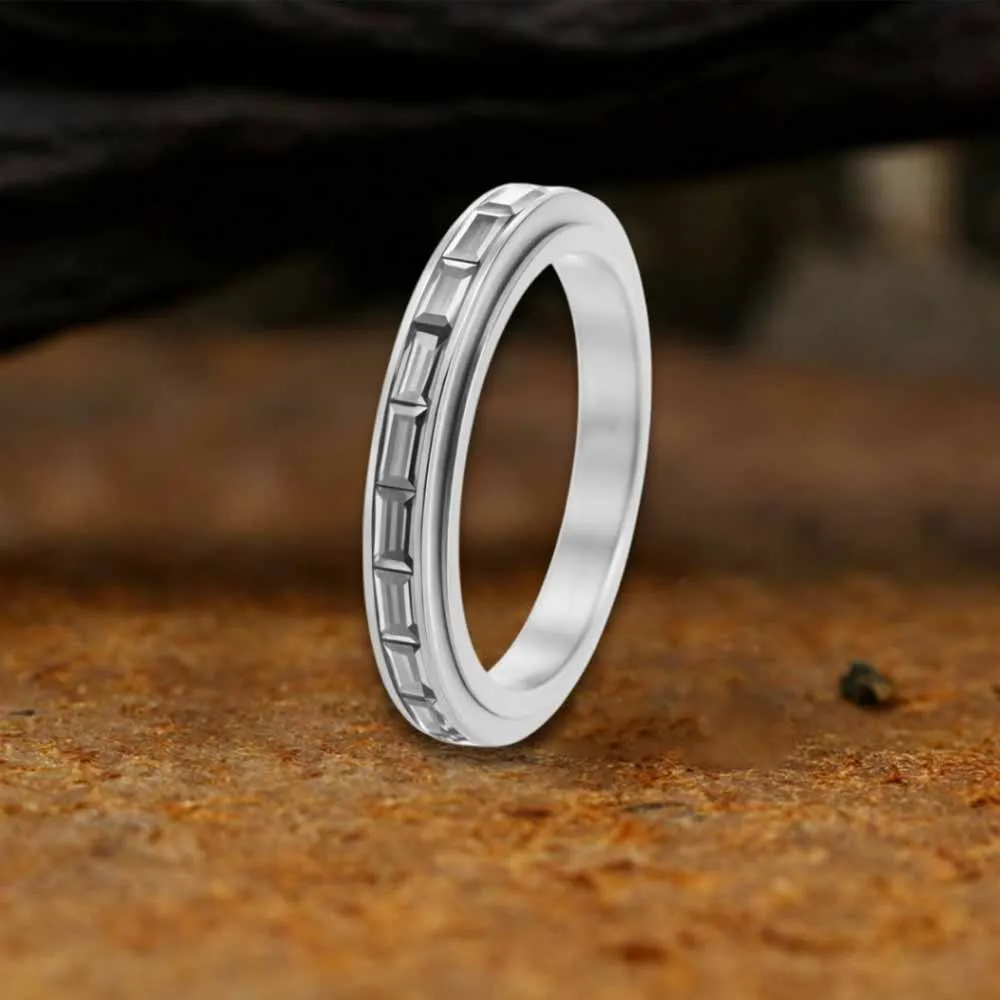 Simple Single-Row Zircon Stainless Steel Spinner Ring sold by GTHIC product image thumbnail 4