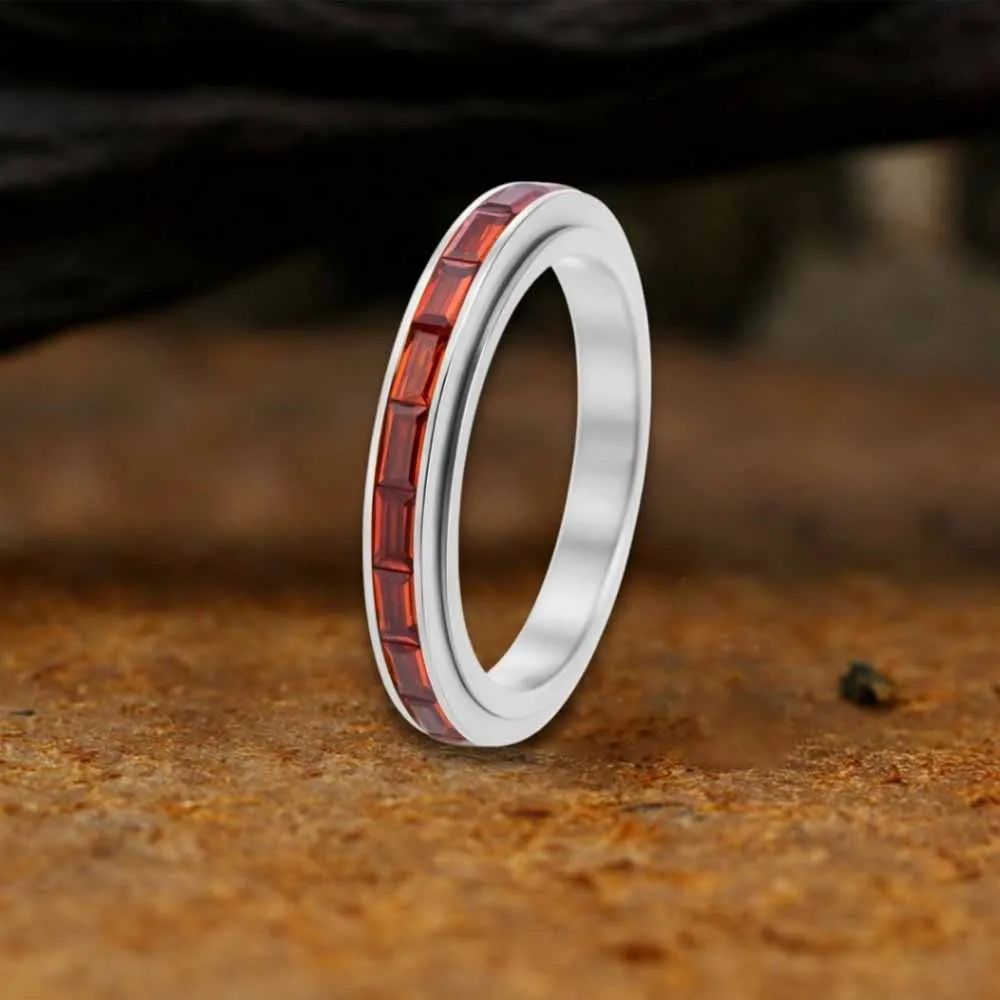 Simple Single-Row Zircon Stainless Steel Spinner Ring sold by GTHIC product image thumbnail 5