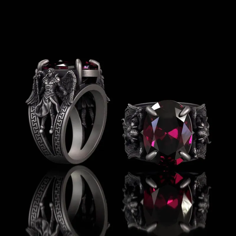 Vintage Archangel Michael Wings Gem Sterling Silver Ring sold by GTHIC