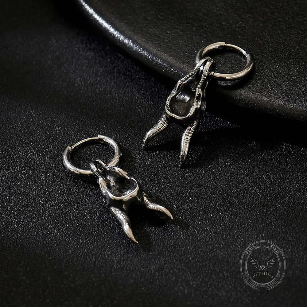 Punk Ram Horn Skull Stainless Steel Hoop Earrings sold by GTHIC product image thumbnail 4
