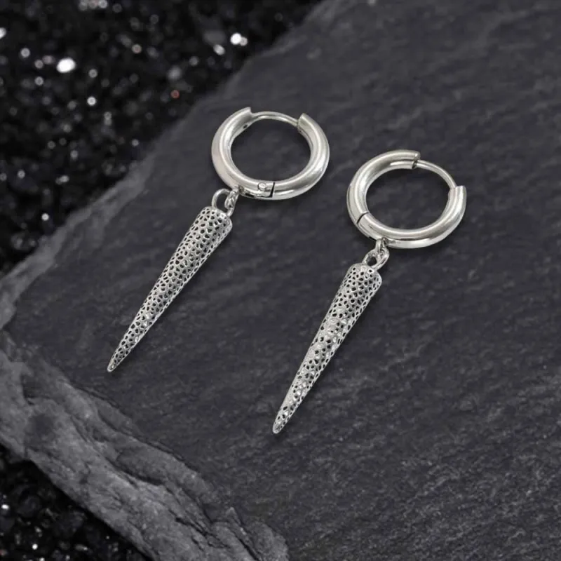 Geometric Cone Spike Stainless Steel Dangle Earrings sold by GTHIC