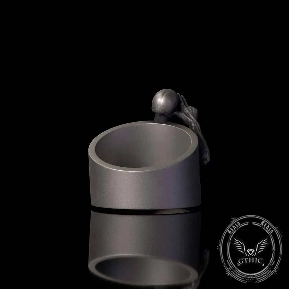 Vintage Half Skull Salute Sterling Silver Ring sold by GTHIC product image thumbnail 5