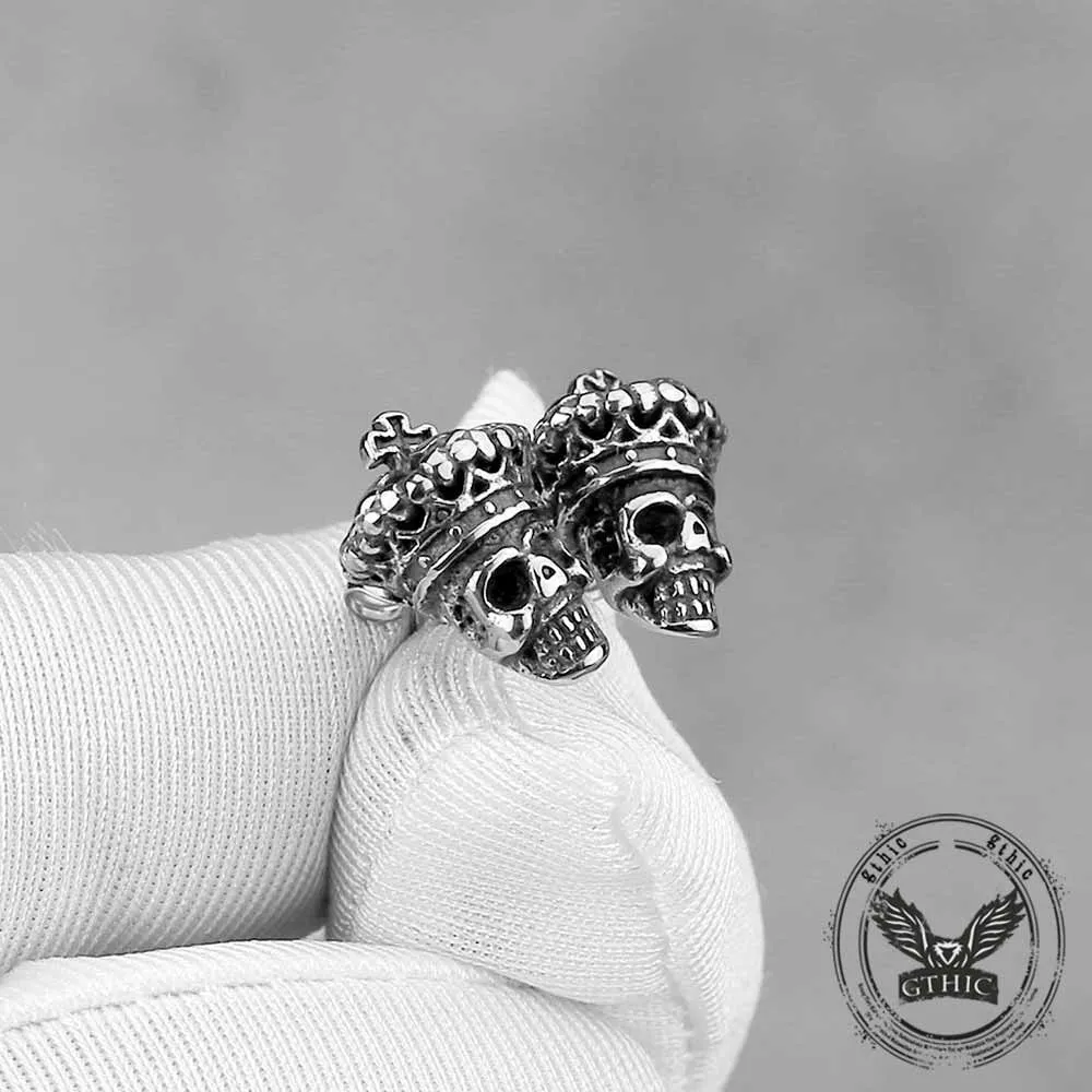 Vintage Cross Crown Skull Stainless Steel Stud Earrings sold by GTHIC product image thumbnail 4
