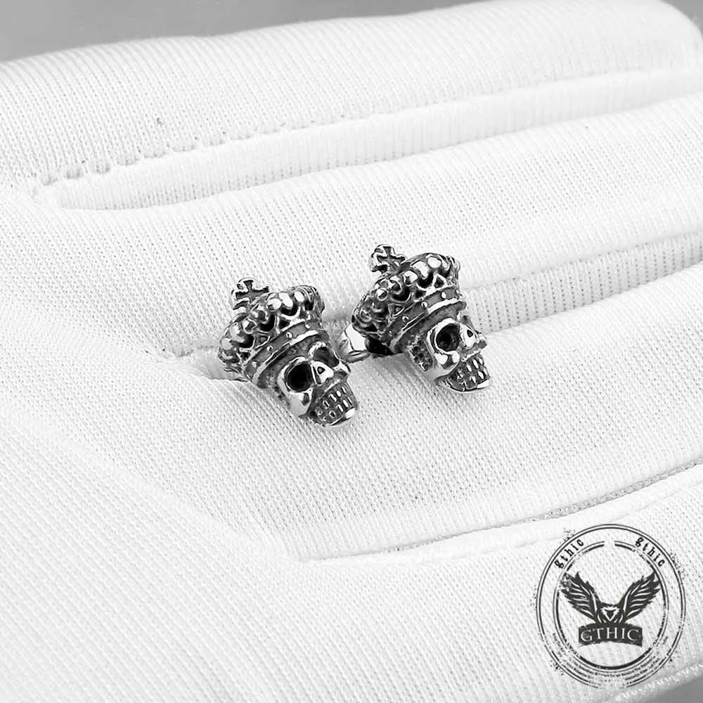 Vintage Cross Crown Skull Stainless Steel Stud Earrings sold by GTHIC product image thumbnail 5