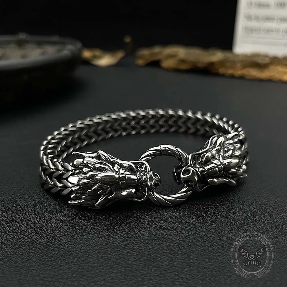 Punk Double Dragon Head Stainless Steel Animal Bracelet sold by GTHIC product image thumbnail 4