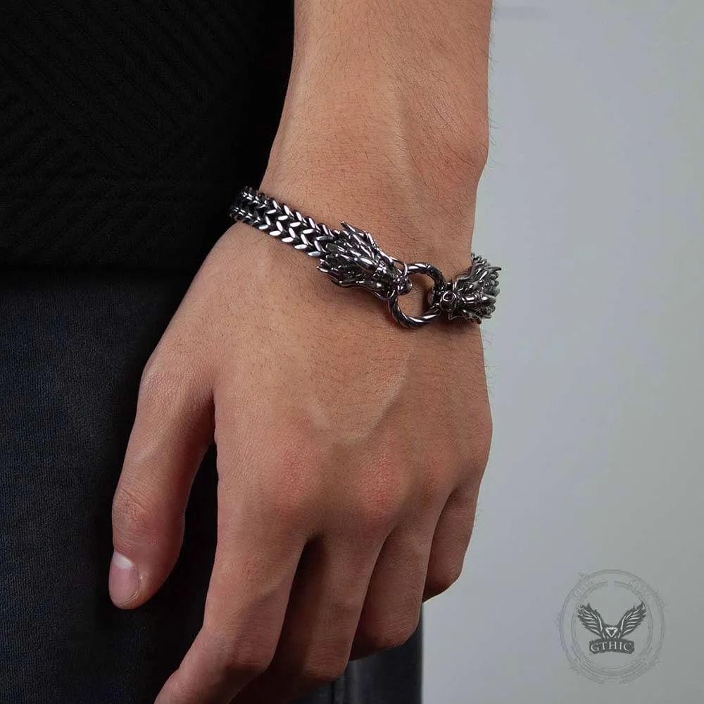 Punk Double Dragon Head Stainless Steel Animal Bracelet sold by GTHIC product image thumbnail 2