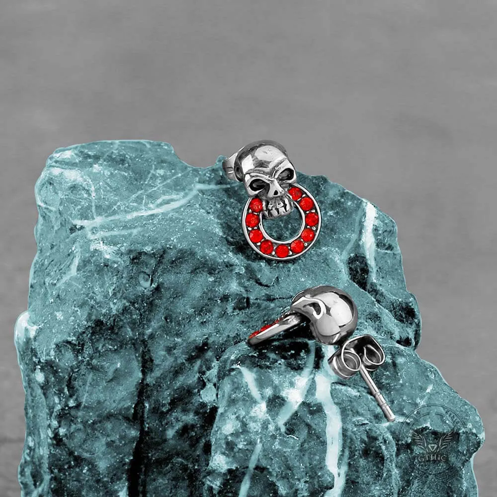 Gothic Red Gem Skull Stainless Steel Stud Earrings sold by GTHIC product image thumbnail 5