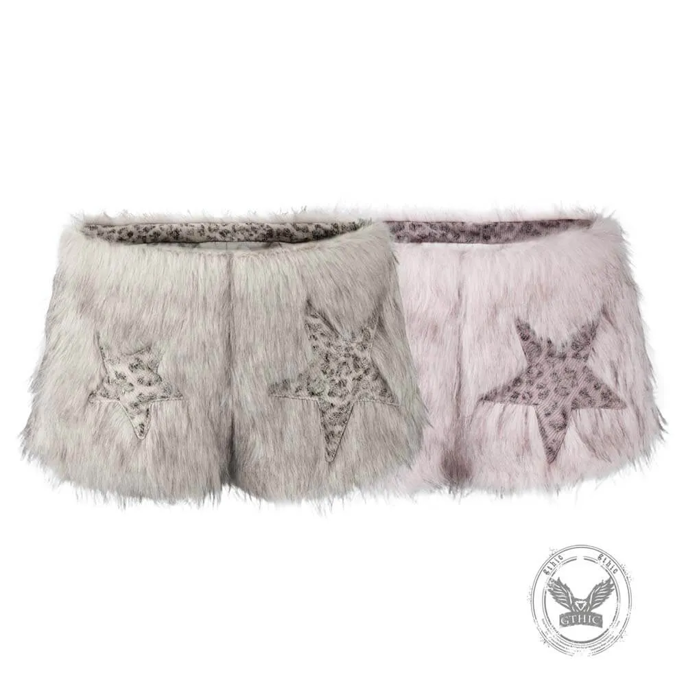 Y2K Star-Patterned Halter Suspender Furry Shorts Set sold by GTHIC product image thumbnail 3