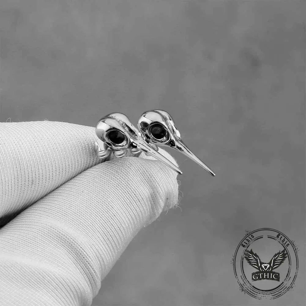 Punk Crow Skull Stainless Steel Stud Earrings sold by GTHIC product image thumbnail 5