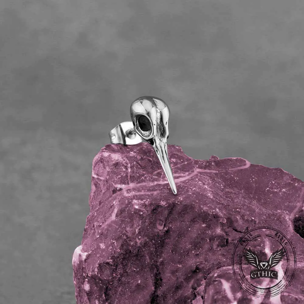 Punk Crow Skull Stainless Steel Stud Earrings sold by GTHIC product image thumbnail 3