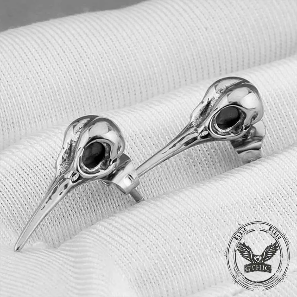 Punk Crow Skull Stainless Steel Stud Earrings sold by GTHIC product image thumbnail 4