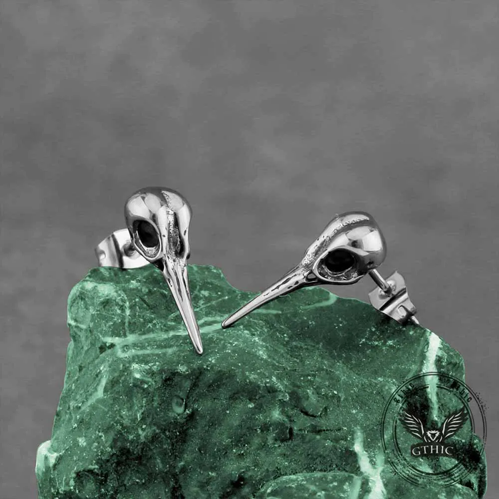 Punk Crow Skull Stainless Steel Stud Earrings sold by GTHIC
