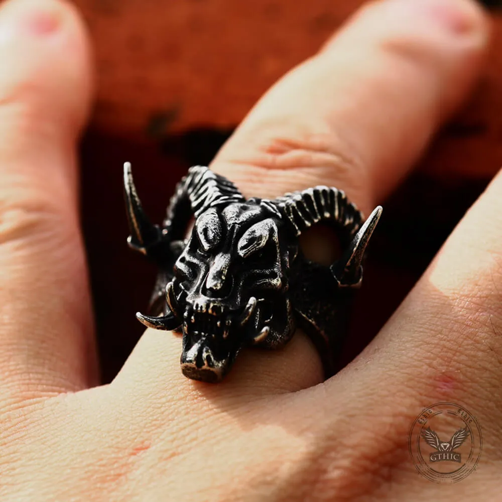 Vintage Satan Ram Head Stainless Steel Ring sold by GTHIC product image thumbnail 2