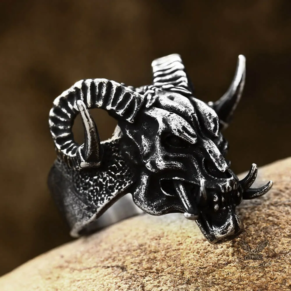 Vintage Satan Ram Head Stainless Steel Ring sold by GTHIC product image thumbnail 5