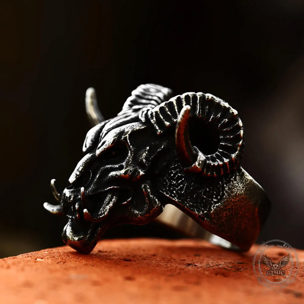 Vintage Satan Ram Head Stainless Steel Ring sold by GTHIC product image thumbnail 4