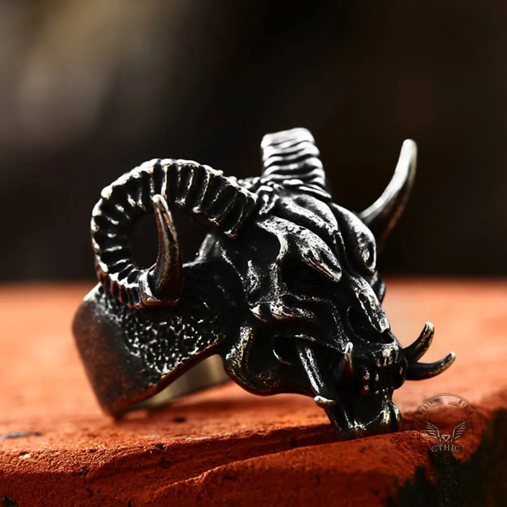 Vintage Satan Ram Head Stainless Steel Ring sold by GTHIC product image thumbnail 3