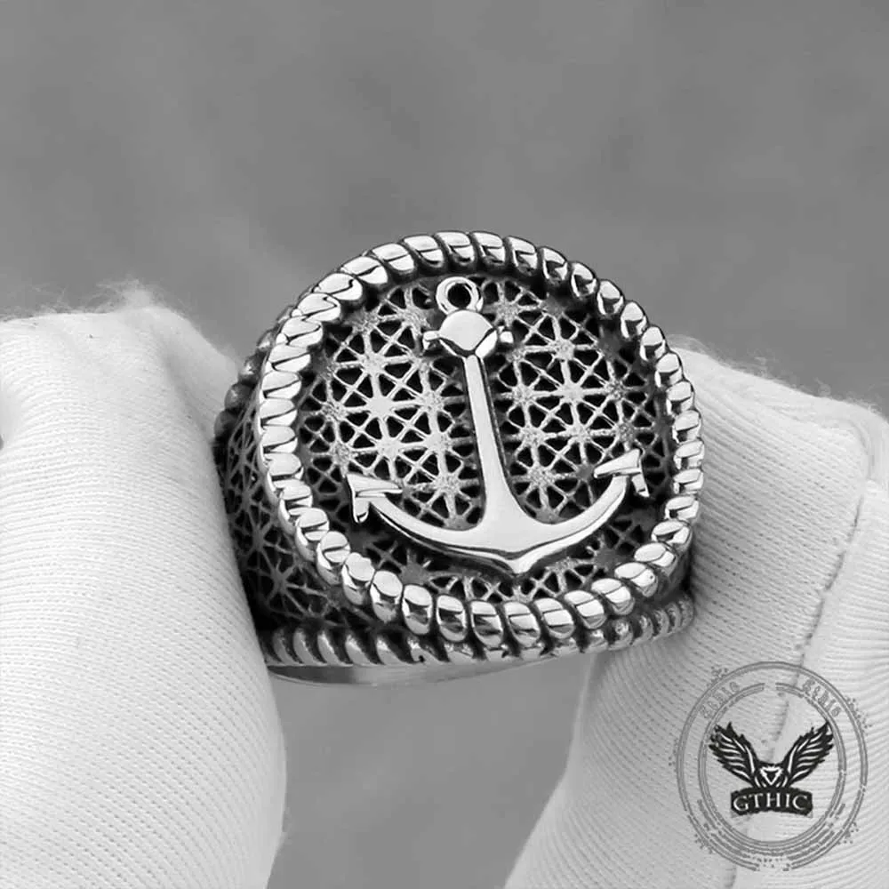 Nordic Anchor Woven Stainless Steel Punk Ring sold by GTHIC product image thumbnail 5
