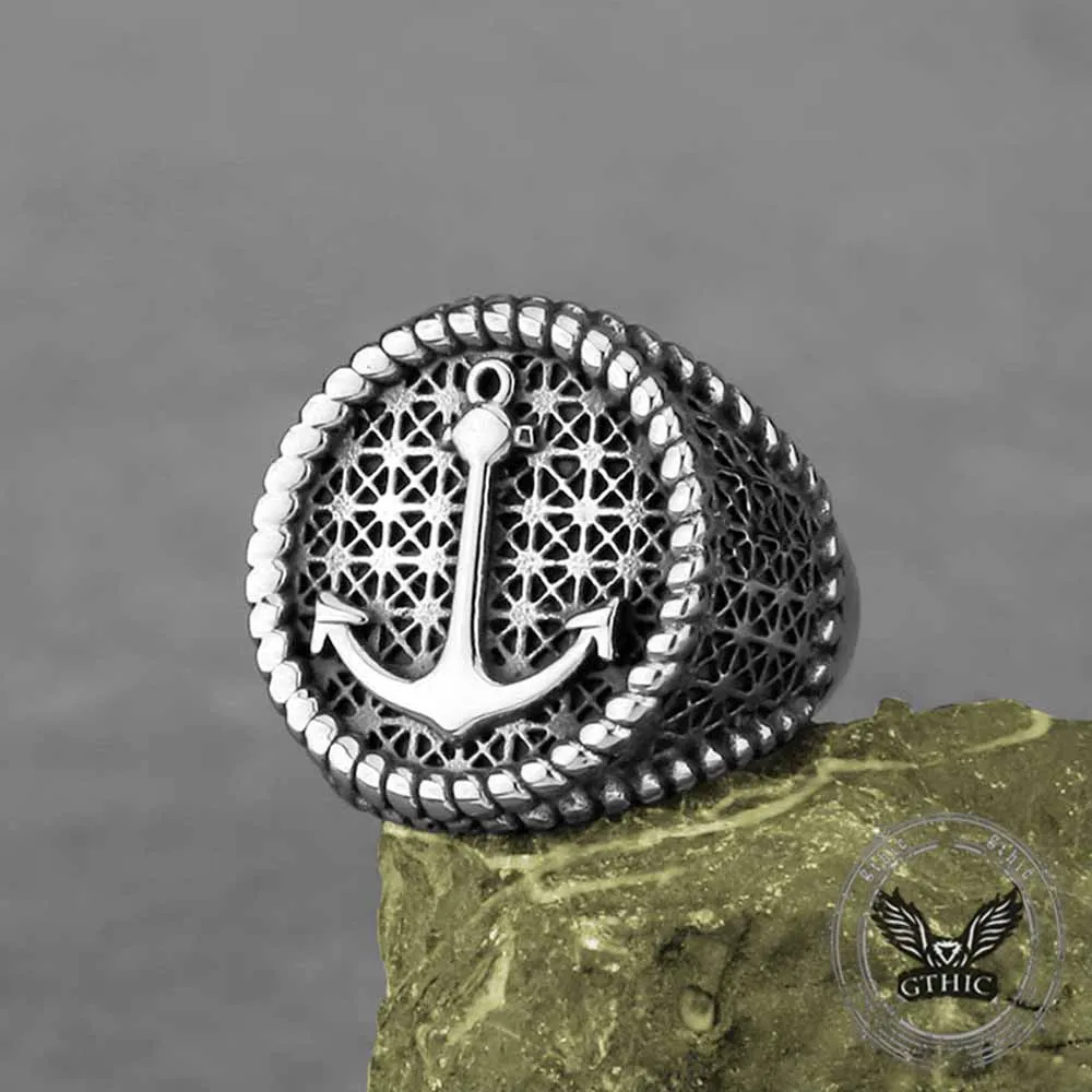 Nordic Anchor Woven Stainless Steel Punk Ring sold by GTHIC product image thumbnail 3