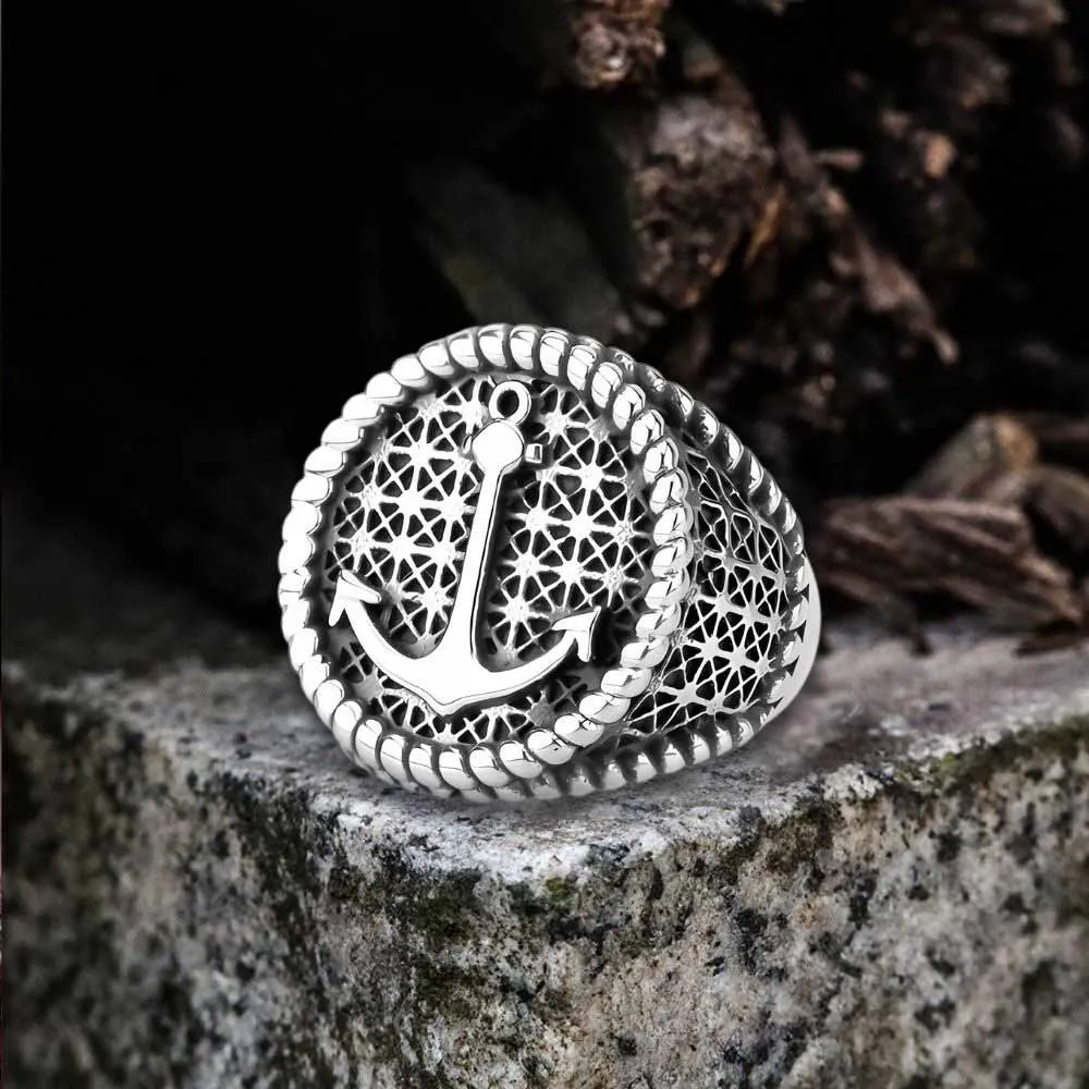 Nordic Anchor Woven Stainless Steel Punk Ring sold by GTHIC product image thumbnail 4