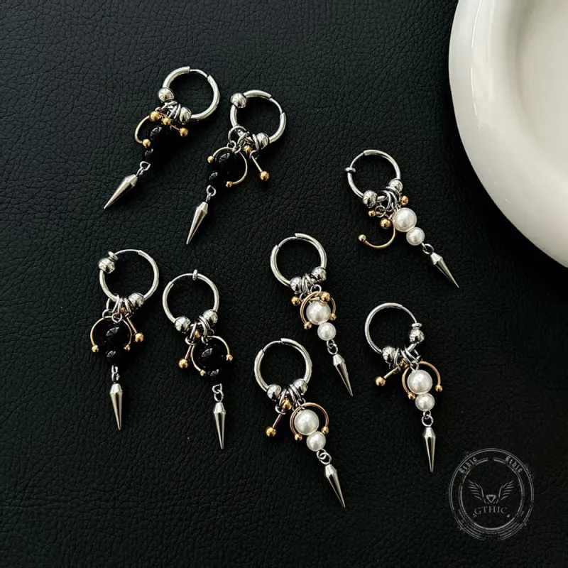 Punk Studded Cone Double Ring Stainless Steel Earrings sold by GTHIC
