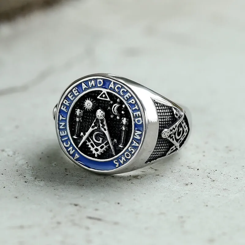 Vintage Masonic Symbol Stainless Steel Ring sold by GTHIC product image thumbnail 4